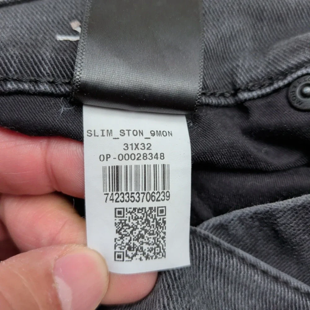 Mott & Bow Slim Stone Jeans Mens 31x32 Faded Black Stonewash Denim Pants Stretch